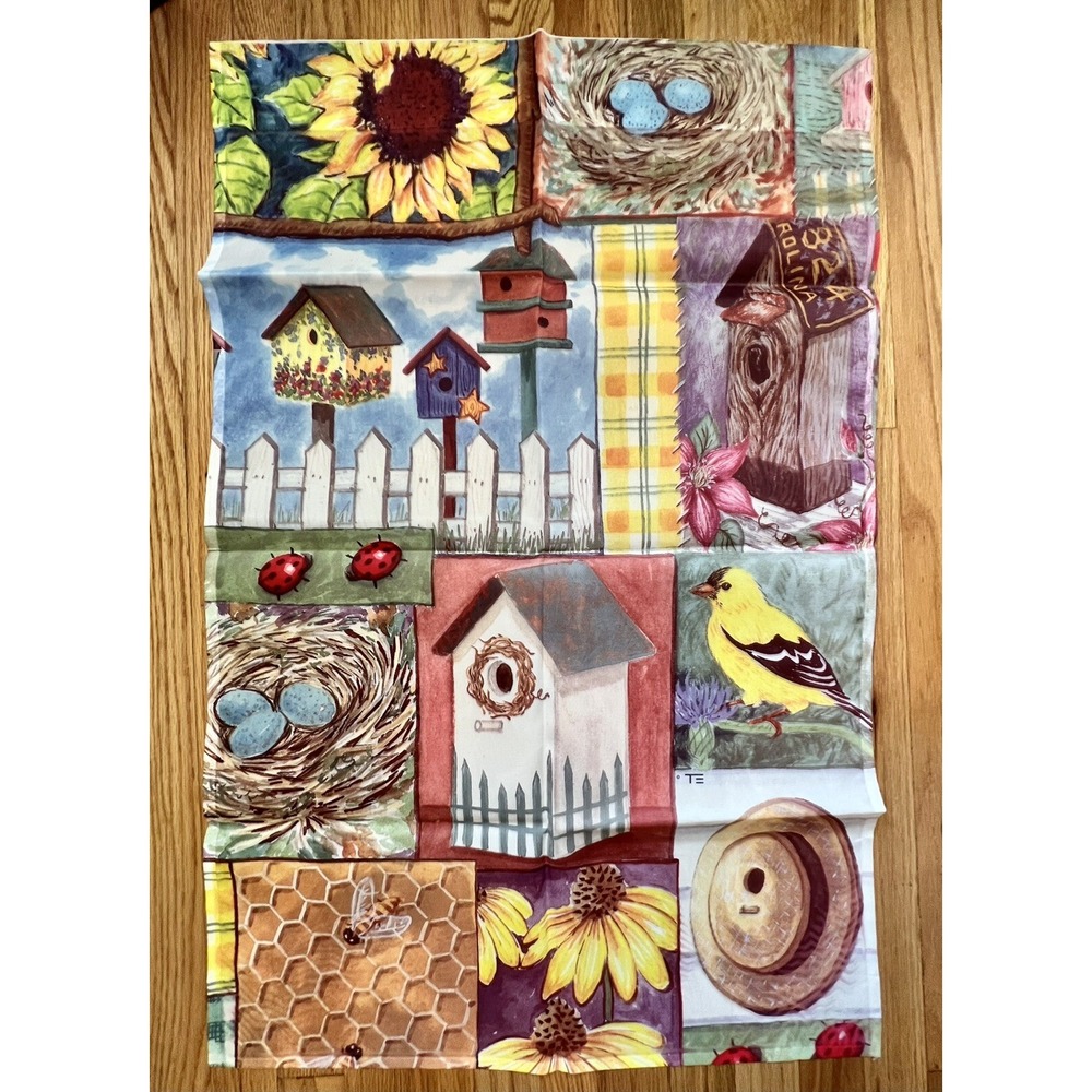 Vintage TOLAND Accent Banner Flag "Country Birdhouse" Outdoor Decor 23" X 36"